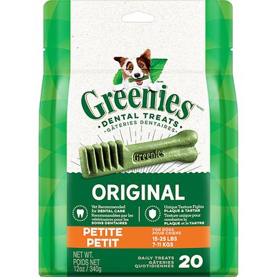 GREENIES DOG DENTAL TREATS ORIGINAL PETITE 20ct 12oz/360g