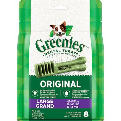 GREENIES DOG DENTAL TREATS ORIGINAL LARGE 8ct 12oz/360g