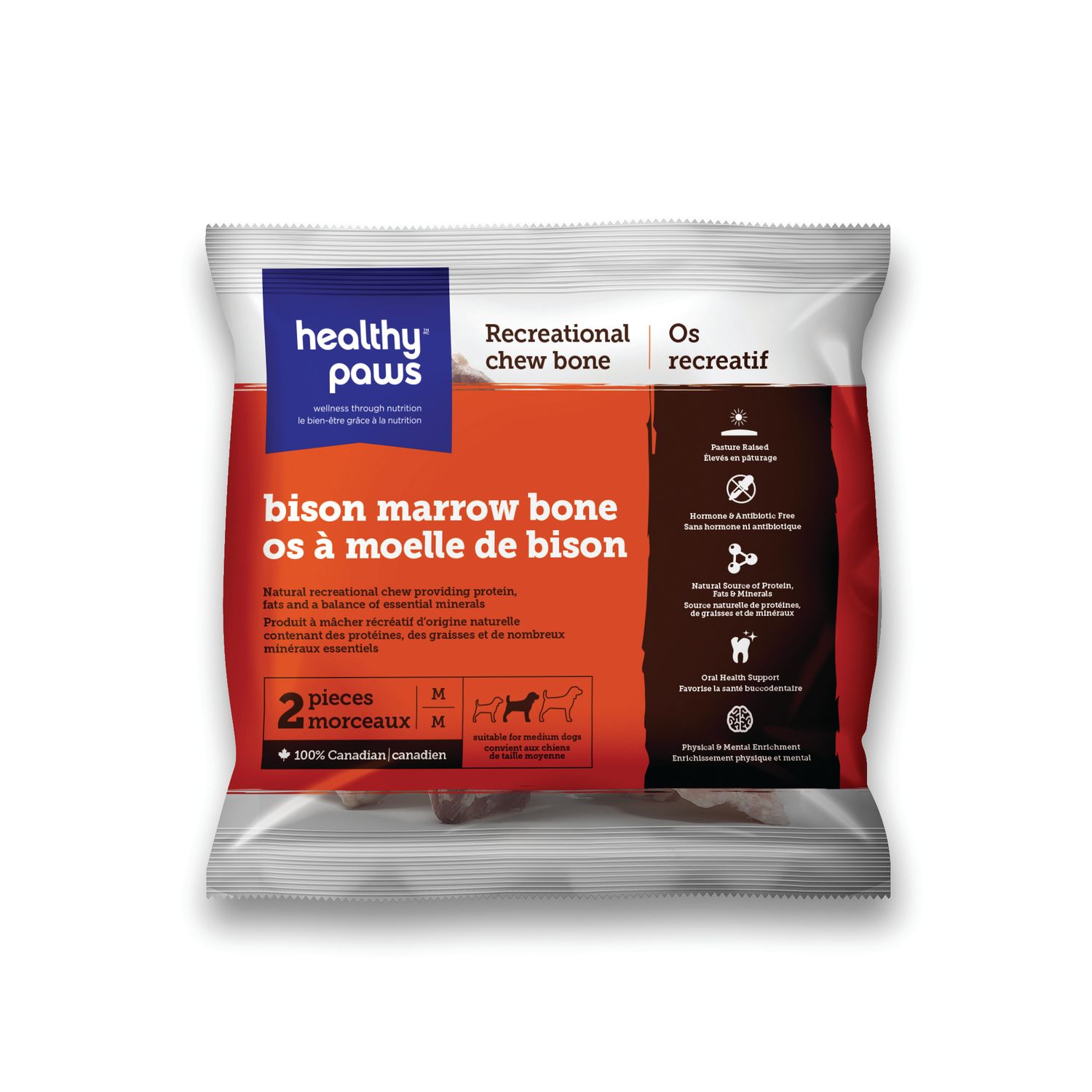 HEALTHY PAWS BISON MARROW BONE MEDIUM 2pk