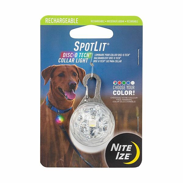 NITE IZE SPOTLIT RECHARGEABLE COLLAR LIGHT JEWEL DISC-O