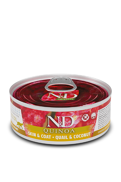 FARMINA N&amp;D CAT QUINOA SKIN &amp; COAT QUAIL &amp; COCONUT 2.8oz/80g