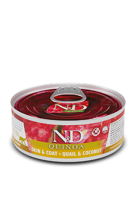 FARMINA N&amp;D CAT QUINOA SKIN &amp; COAT QUAIL &amp; COCONUT 2.8oz/80g