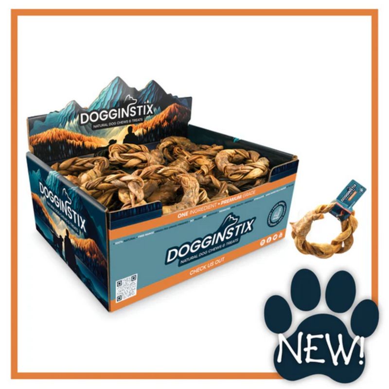 DOGGINSTIX BRAIDED LAMB COLLAGEN RING