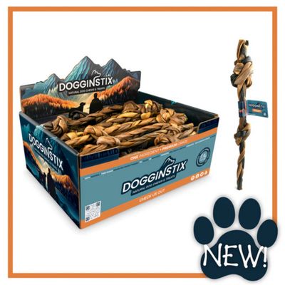 DOGGINSTIX BRAIDED LAMB COLLAGEN DOUBLE KNOTTED STICK 16&quot;