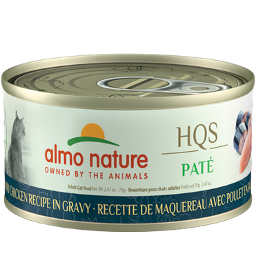 ALMO CAT HQS PATÉ MACKEREL &amp; CHICKEN RECIPE IN GRAVY 2.47oz/70g