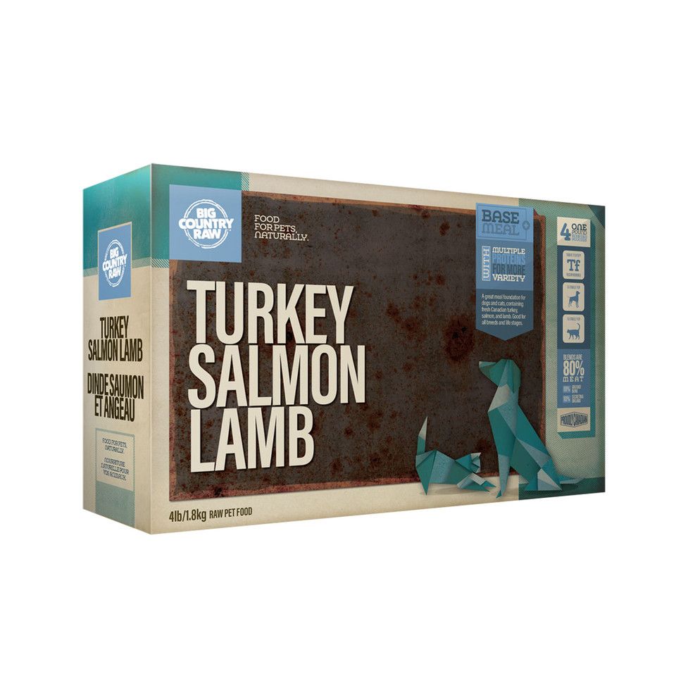 BIG COUNTRY RAW PURE TURKEY, SALMON &amp; LAMB BLEND 4lb/1.8kg