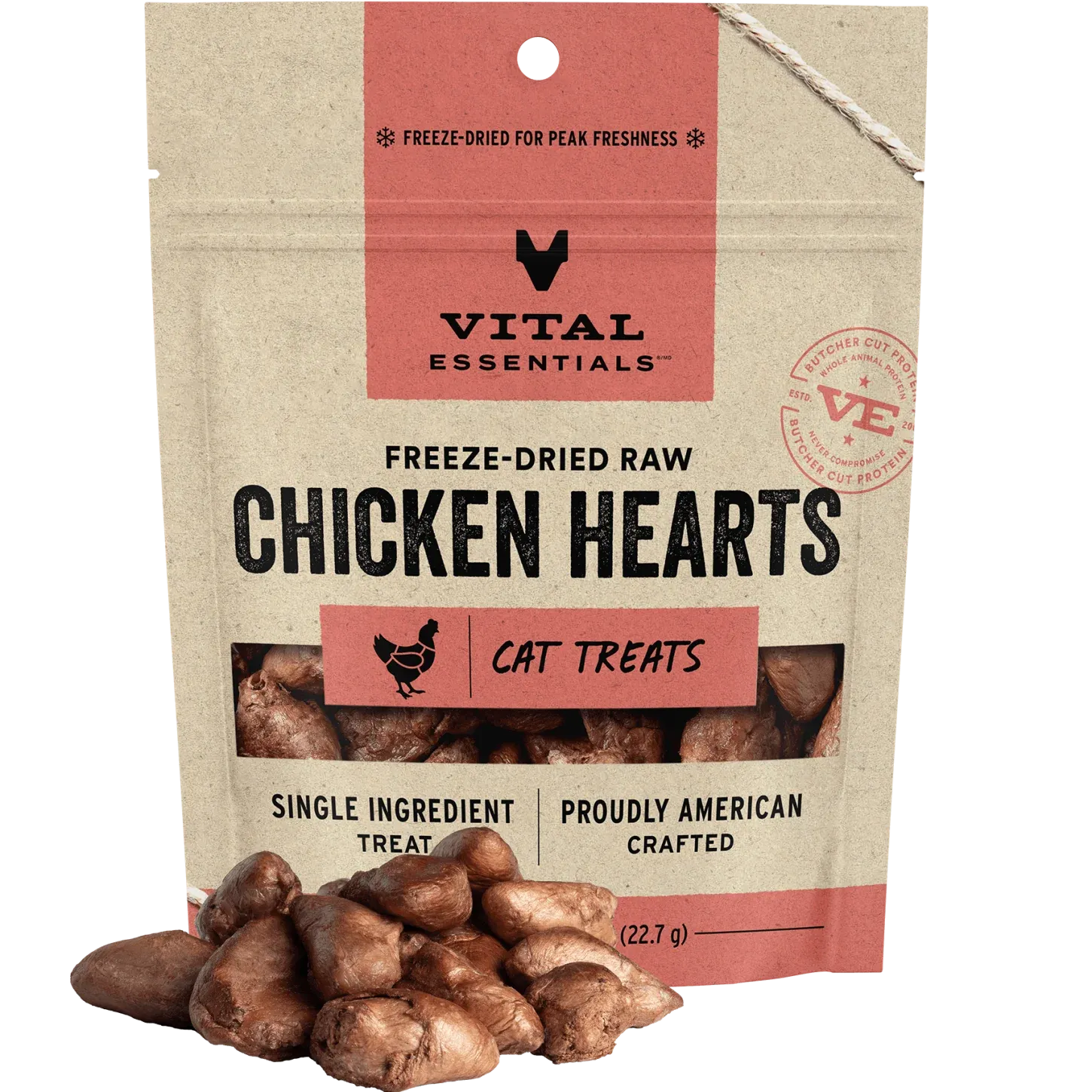 VITAL ESSENTIALS FREEZE DRIED CHICKEN HEARTS 0.8oz