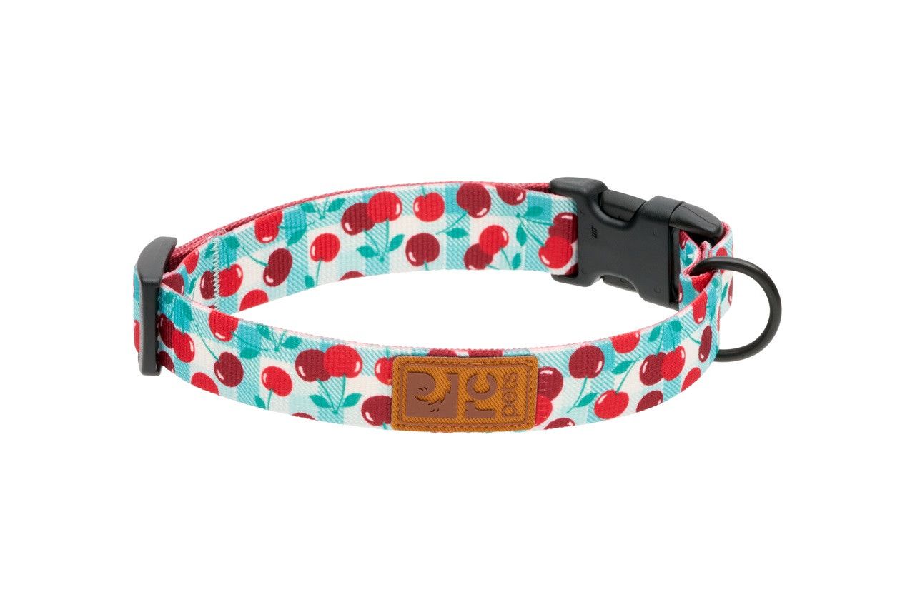 RC PETS ECO CLIP COLLAR CHERRY PICNIC 1&quot; WIDE MEDIUM 12&quot; - 20&quot;