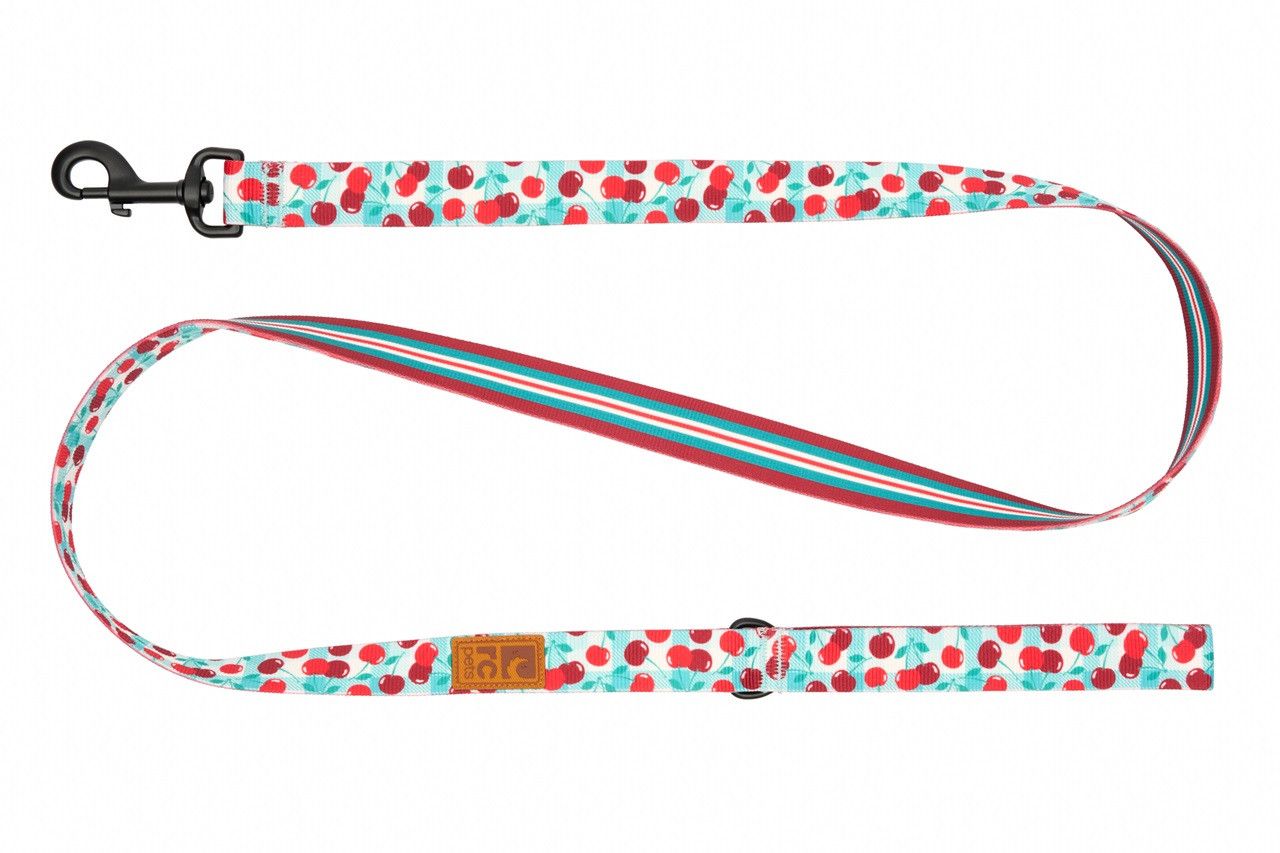 RC PETS ECO DOG LEASH CHERRY PICNIC &amp; ORCHARD STRIPE 3/4&quot;x5&#39;