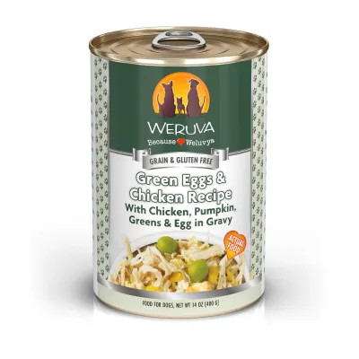 WERUVA DOG GREEN EGGS &amp; CHICKEN RECIPE WITH CHICKEN, PUMPKIN, GREENS &amp; EGGS IN GRAVY 14oz/400g