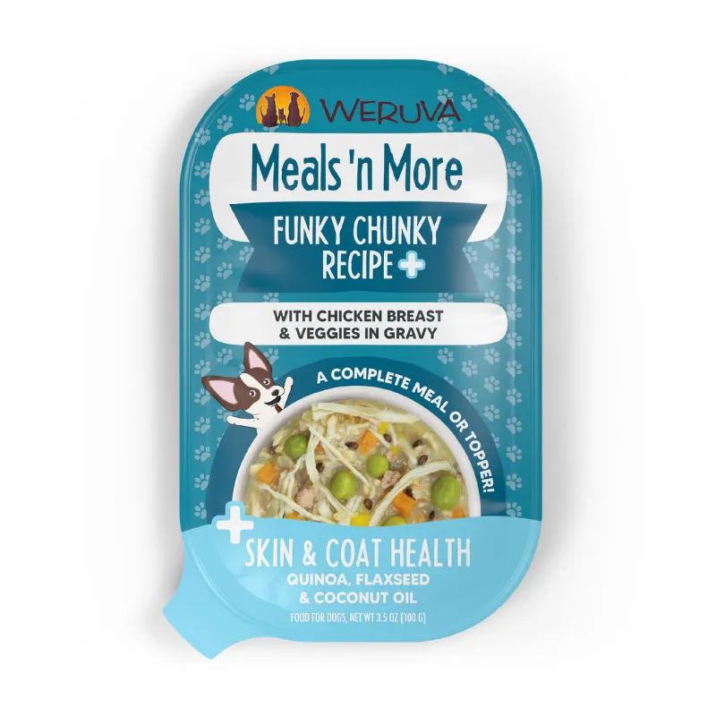 WERUVA DOG MEALS&#39;N MORE FUNKY CHUNKY RECIPE +SKIN &amp; COAT HEALTH 3.5oz/100g