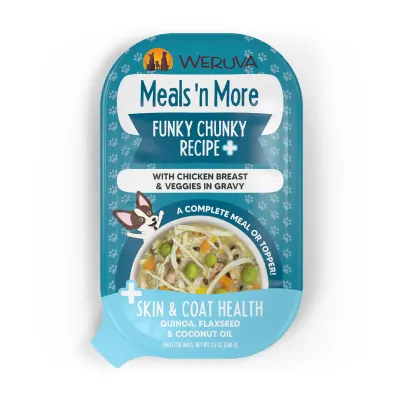 WERUVA DOG MEALS&#39;N MORE FUNKY CHUNKY RECIPE +SKIN &amp; COAT HEALTH 3.5oz/100g