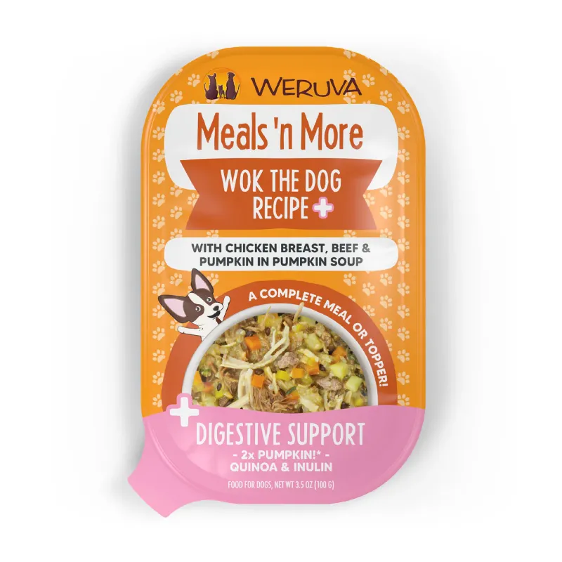 WERUVA DOG MEALS&#39;N MORE WOK THE DOG RECIPE +DIGESTIVE SUPPORT 3.5oz/100g