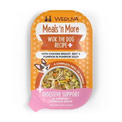 WERUVA DOG MEALS&#39;N MORE WOK THE DOG RECIPE +DIGESTIVE SUPPORT 3.5oz/100g