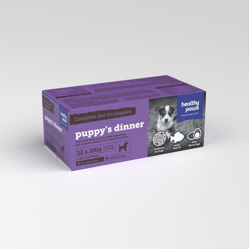 HEALTHY PAWS DOG PUPPY&#39;S DINNER 3.5oz/100g x12