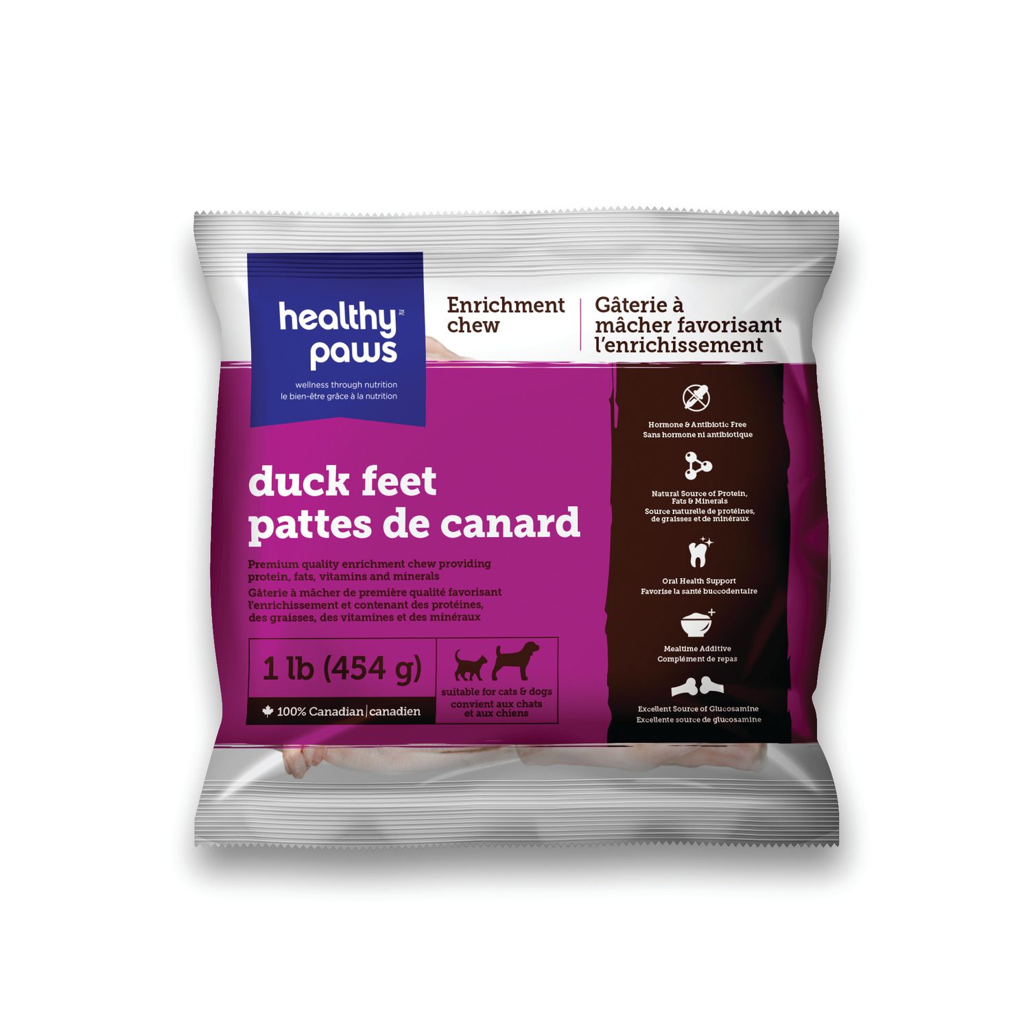 HEALTHY PAWS DUCK FEET 1lb/454g
