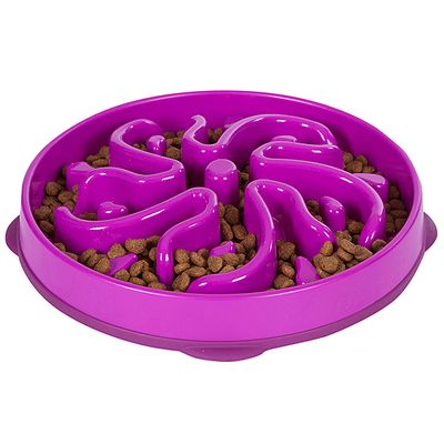 OUTWARD HOUND FUN FEEDER SLO-BOWL FLOWER PURPLE LARGE