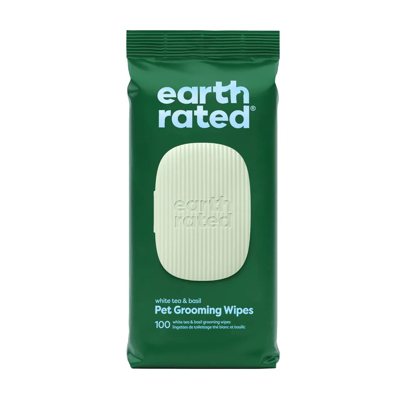 EARTH RATED GROOMING WIPES WHITE TEA &amp; BASIL 100pk