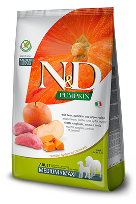 FARMINA N&amp;D DOG PUMPKIN BOAR &amp; APPLE MED/MAX 5.5lb/2.5kg
