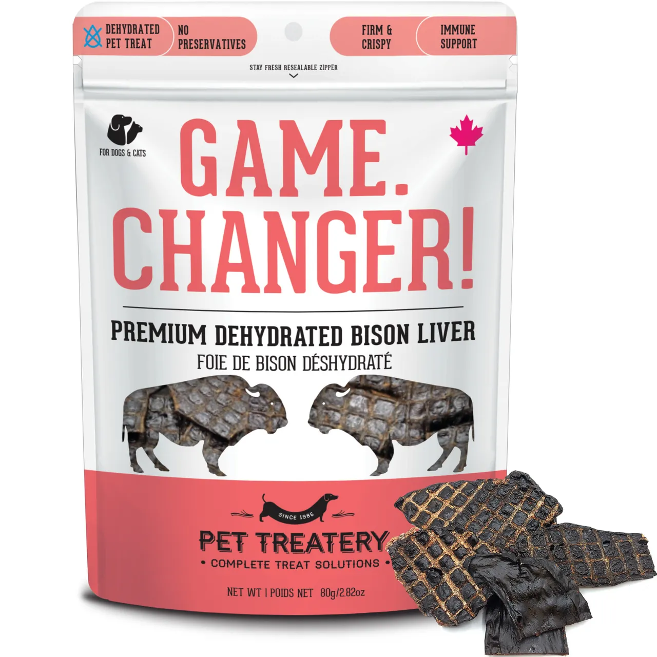 PET TREATERY GAME. CHANGER! DEHYDRATED BISON LIVER 80g