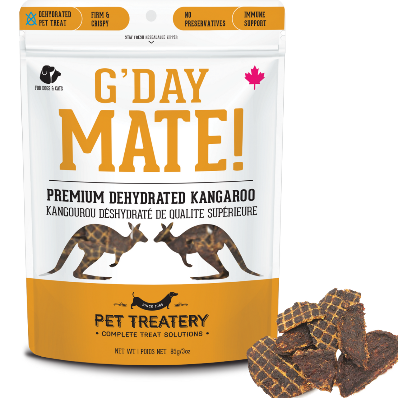 PET TREATERY G&#39;DAY MATE DEHYDRATED KANGAROO 85g