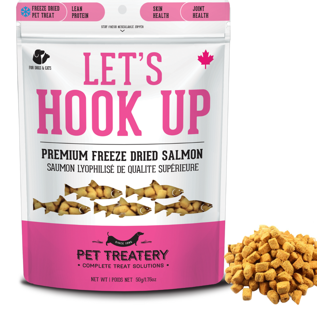 PET TREATERY LET&#39;S HOOK UP FREEZE DRIED SALMON 50g