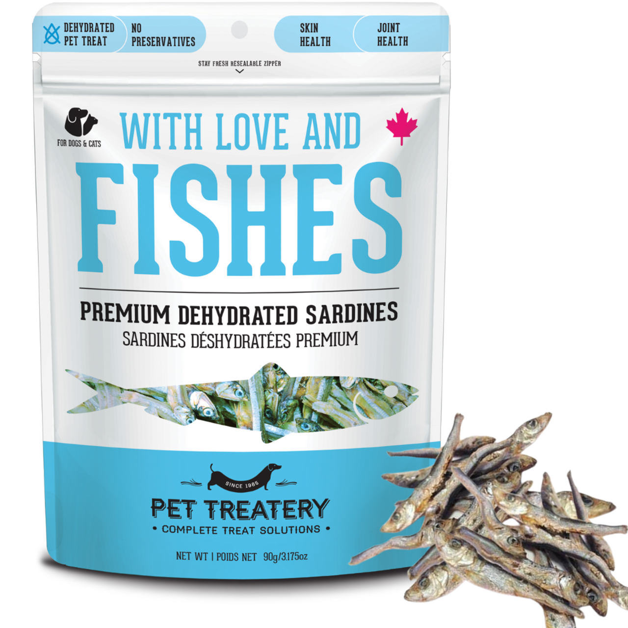 PET TREATERY WITH LOVE AND FISHES DEHYDRATED SARDINES 90g