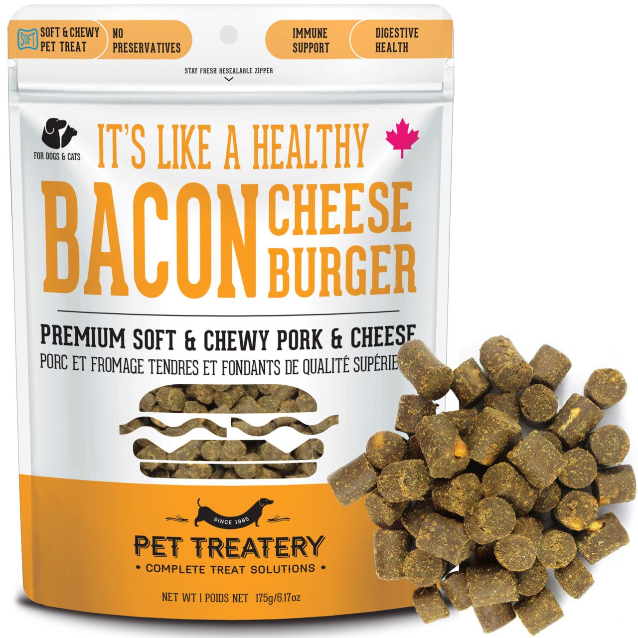 PET TREATERY HEALTHY BACON CHEESEBURGER PORK &amp; CHEESE 175g