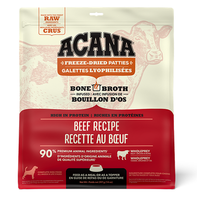ACANA DOG FREEZE DRIED PATTIES BEEF RECIPE 14oz/397g