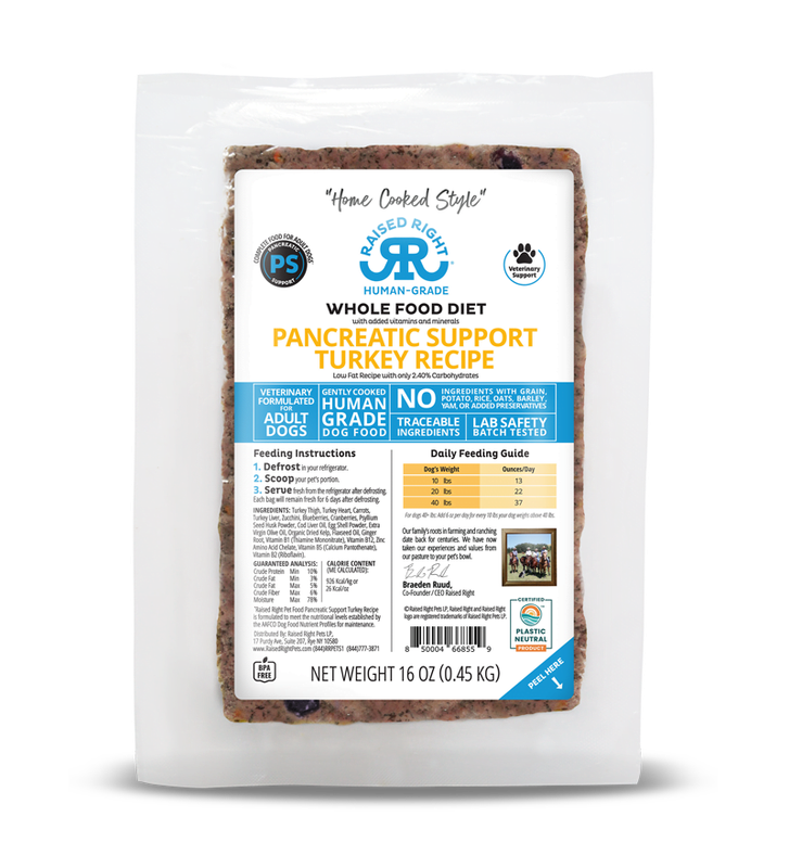 RAISED RIGHT DOG PANCREATIC SUPPORT TURKEY RECIPE 16oz