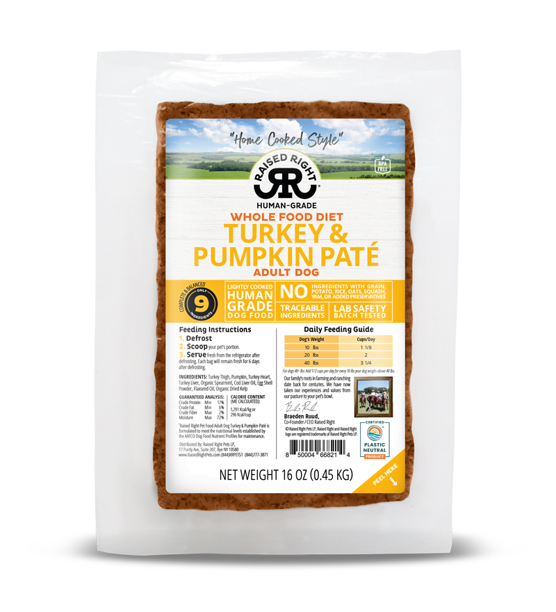 RAISED RIGHT DOG TURKEY &amp; PUMPKIN PATÉ 16oz