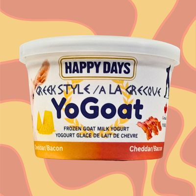HAPPY DAYS GREEK STYLE YOGOAT FROZEN GOAT MILK YOGURT CHEDDAR/BACON 110mL