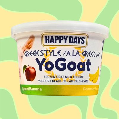 HAPPY DAYS GREEK STYLE YOGOAT FROZEN GOAT MILK YOGURT APPLE/BANANA 110mL