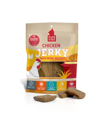 PLATO CHICKEN JERKY WITH BONE BROTH