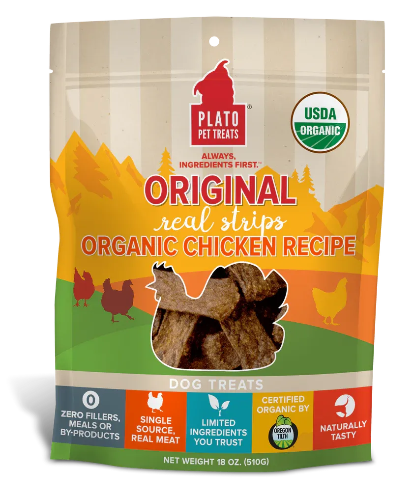 PLATO ORIGINAL REAL STRIPS ORGANIC CHICKEN RECIPE 510g/18oz