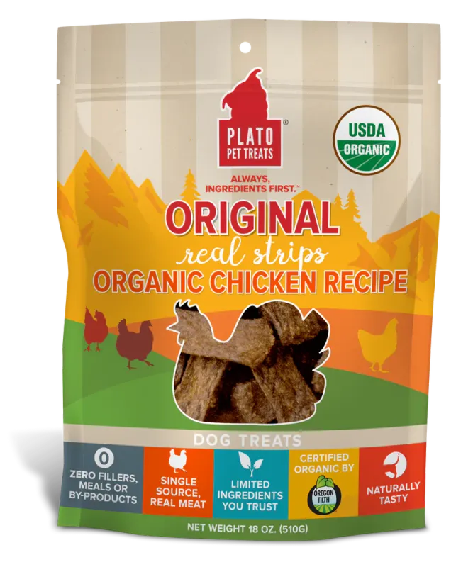 PLATO ORIGINAL REAL STRIPS ORGANIC CHICKEN RECIPE 510g/18oz