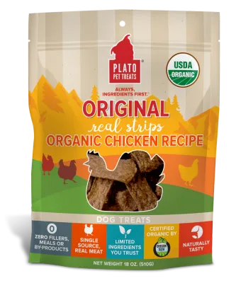 PLATO ORIGINAL REAL STRIPS ORGANIC CHICKEN RECIPE 510g/18oz