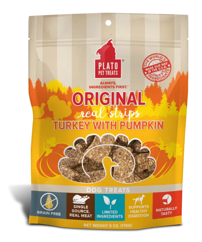 PLATO ORIGINAL REAL STRIPS TURKEY WITH PUMPKIN RECIPE 170g/6oz