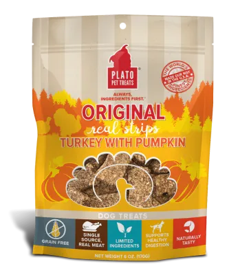 PLATO ORIGINAL REAL STRIPS TURKEY WITH PUMPKIN RECIPE 170g/6oz