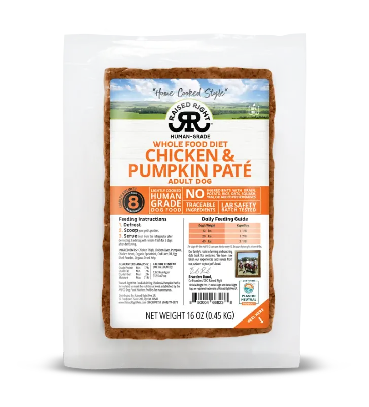 RAISED RIGHT DOG CHICKEN &amp; PUMPKIN PATÉ 16oz