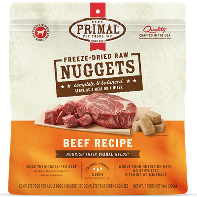 PRIMAL DOG FREEZE DRIED NUGGETS BEEF RECIPE 14oz/397g