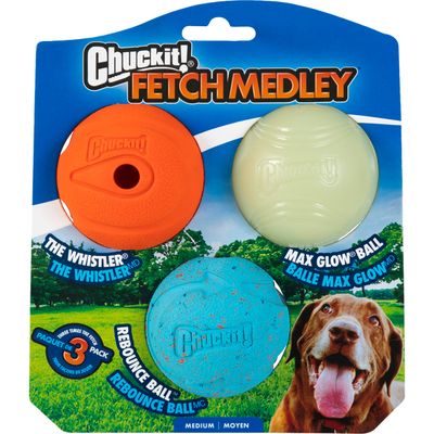 CHUCKIT! FETCH MEDLEY MEDIUM 3pk - THE WHISTLER, MAX GLOW &amp; REBOUNCE