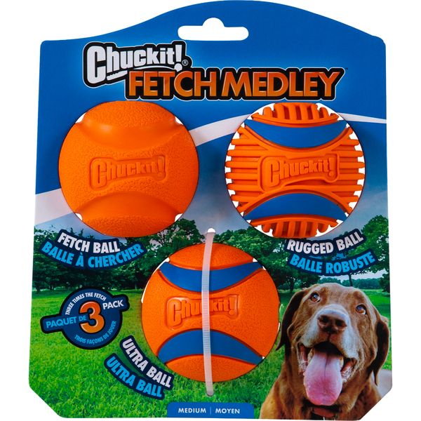 CHUCKIT! FETCH MEDLEY MEDIUM 3pk - FETCH, RUGGED &amp; ULTRA