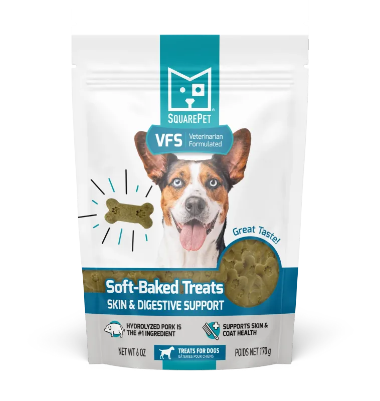 SQUARE PET SOFT-BAKED TREATS SKIN &amp; DIGESTIVE SUPPORT 6oz/170g