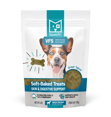 SQUARE PET SOFT-BAKED TREATS SKIN &amp; DIGESTIVE SUPPORT 6oz/170g