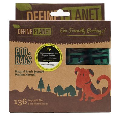 DEFINE PLANET NATURALLY FRESH SCENTED POO BAGS 8 ROLLS 136 BAGS