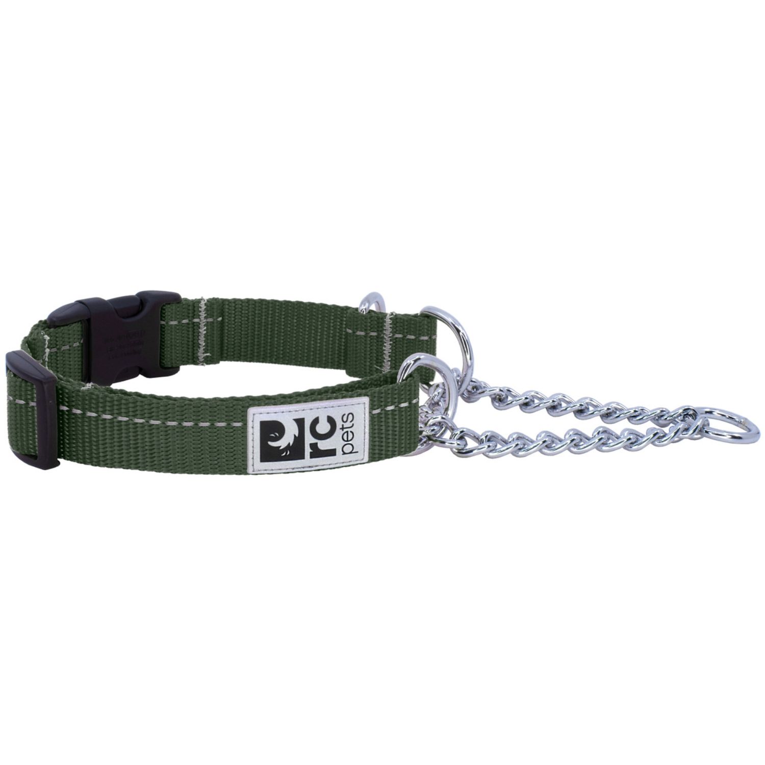 RC PETS PRIMARY TRAINING CLIP COLLAR DARK OLIVE 1&quot; WIDE MEDIUM 14&quot;-19&quot;