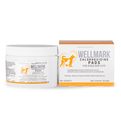 WELLMARK CHLORHEXIDINE PADS FOR DOGS &amp; CATS 50 PADS