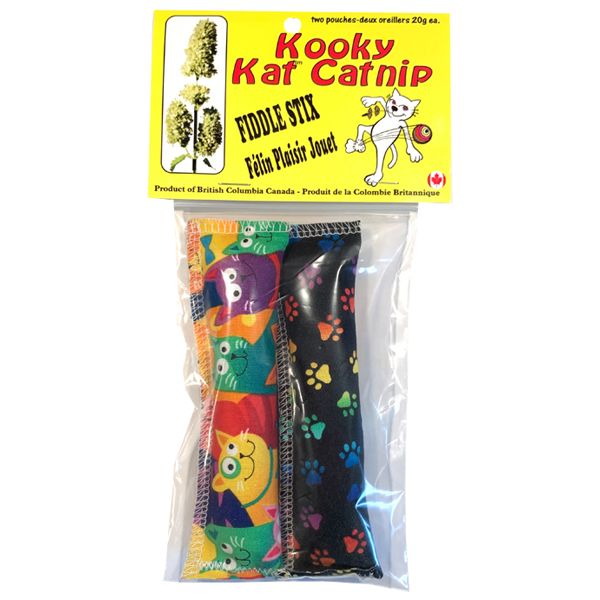 KOOKY KAT CATNIP FABRIC FIDDLE STIX 2pk