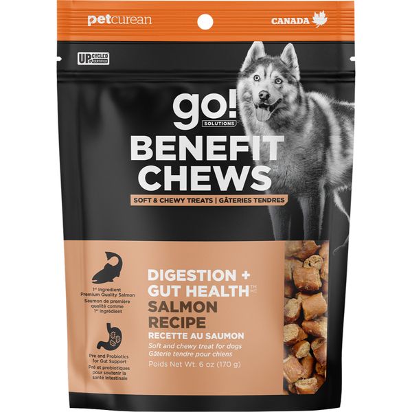 GO! DOG BENEFIT CHEWS DIGESTION + GUT HEALTH SALMON RECIPE SOFT &amp; CHEWY TREATS 6oz/170g